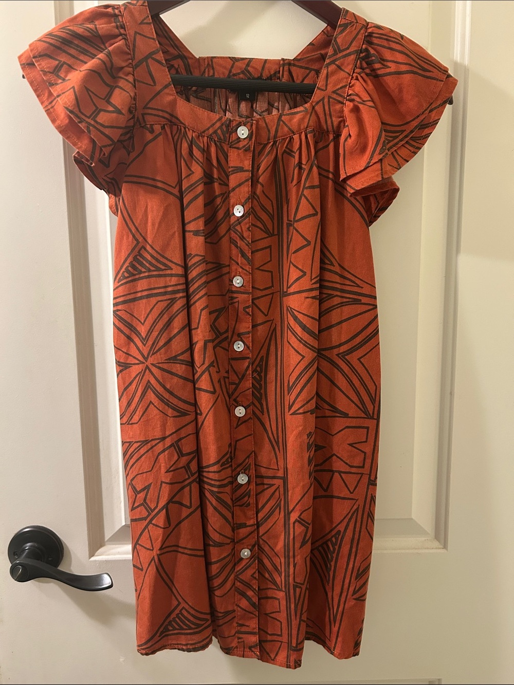 Tanoa Rust Orange and Black Girl’s Dress, Sz 12